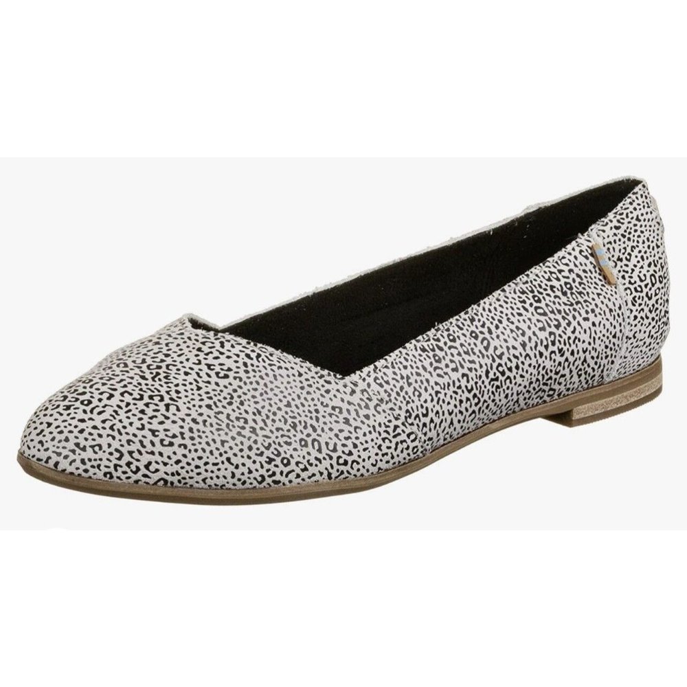 TOMS Womens Julie Leopard Print Suede Ballet Flats Black White US 9 EU 40